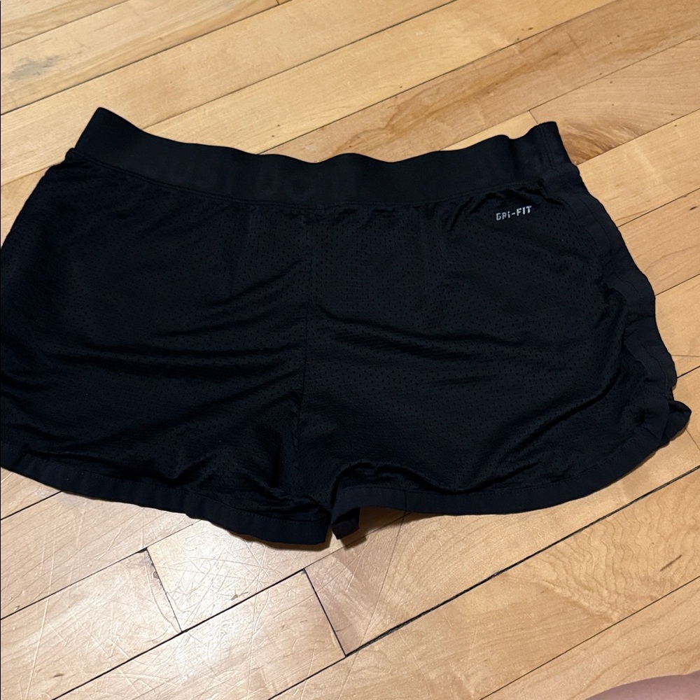 Nike Black Women's Athletic Shorts with White Swoosh - Picture 6 of 7